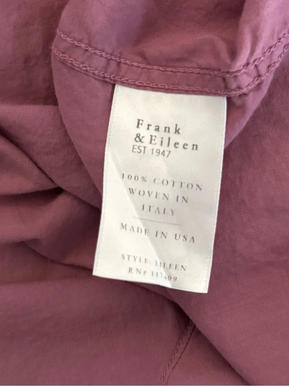 Frank and Eileen Button Up Shirt Small Pink Cotton Collared Quiet Luxury Casual - Picture 8 of 10